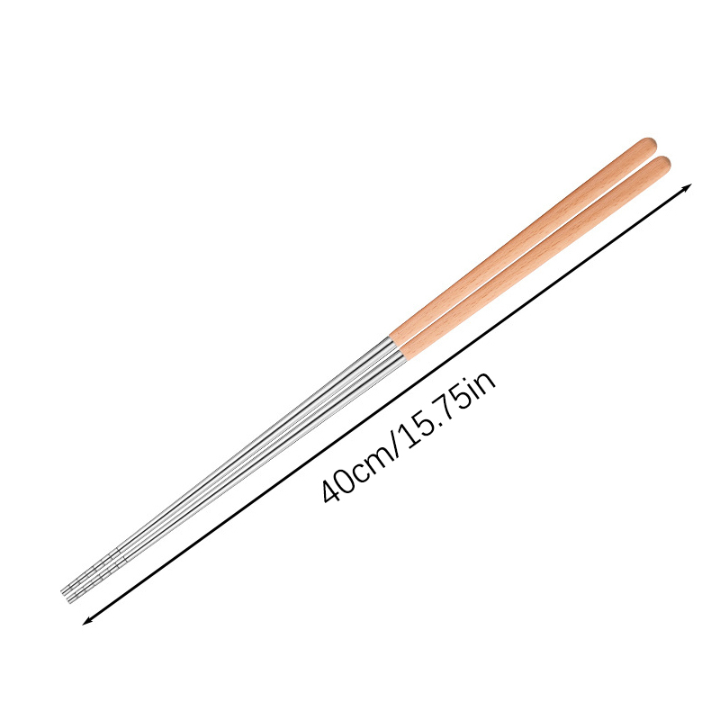 Home Cooking Chinese - 1Pair Stainless Steel Chopsticks Long Chopsticks