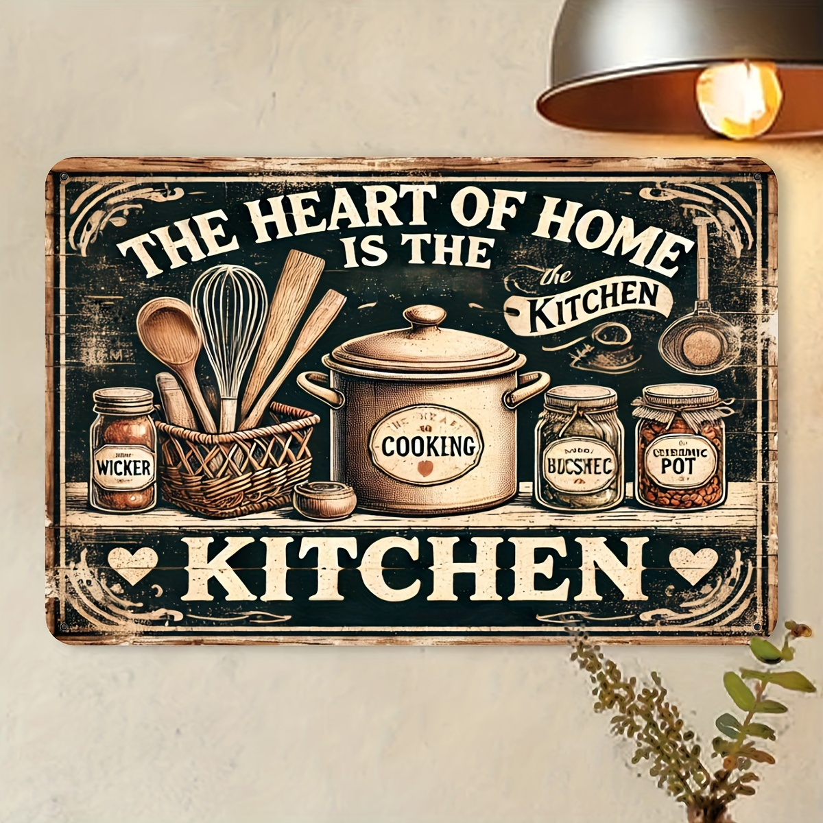 Home Cooking Quotes - Vintage Retro Kitchen Quote Sign with