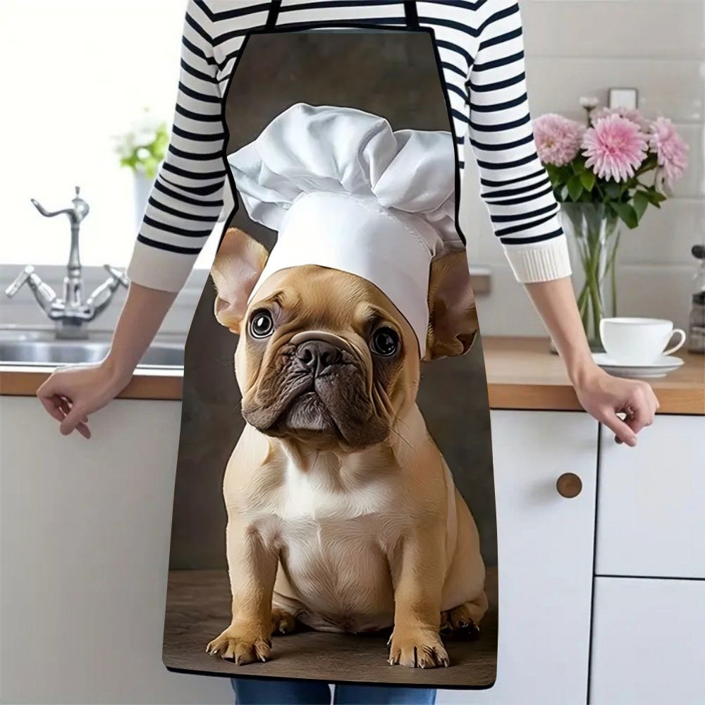 Home Cooking In French - 1pc French Bulldog Chef Apron with