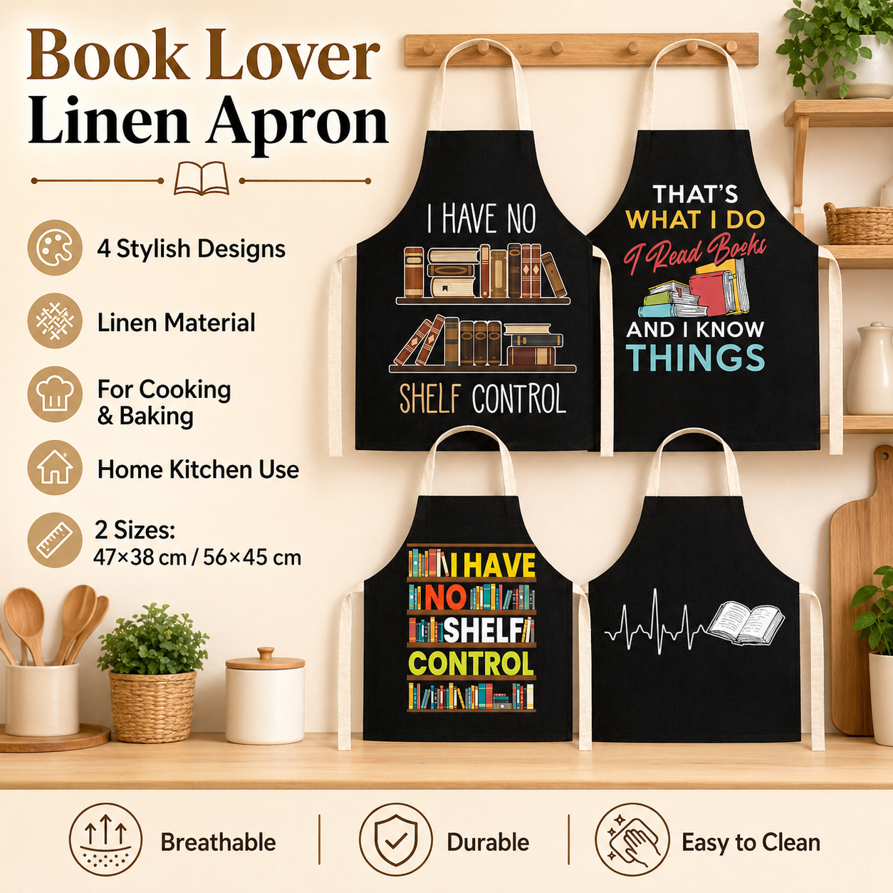 Book Lover Funny Quote Linen A – Home Cooking Quotes recenzja i cena