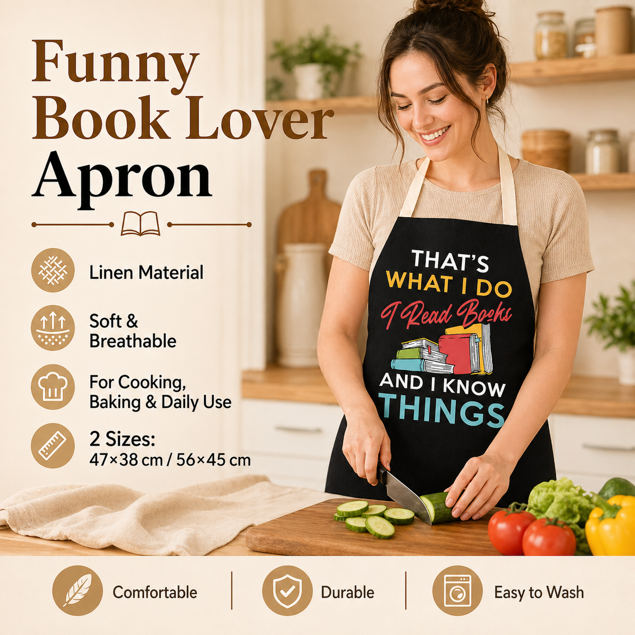 Book Lover Funny Quote Linen A – Home Cooking Quotes recenzja i cena