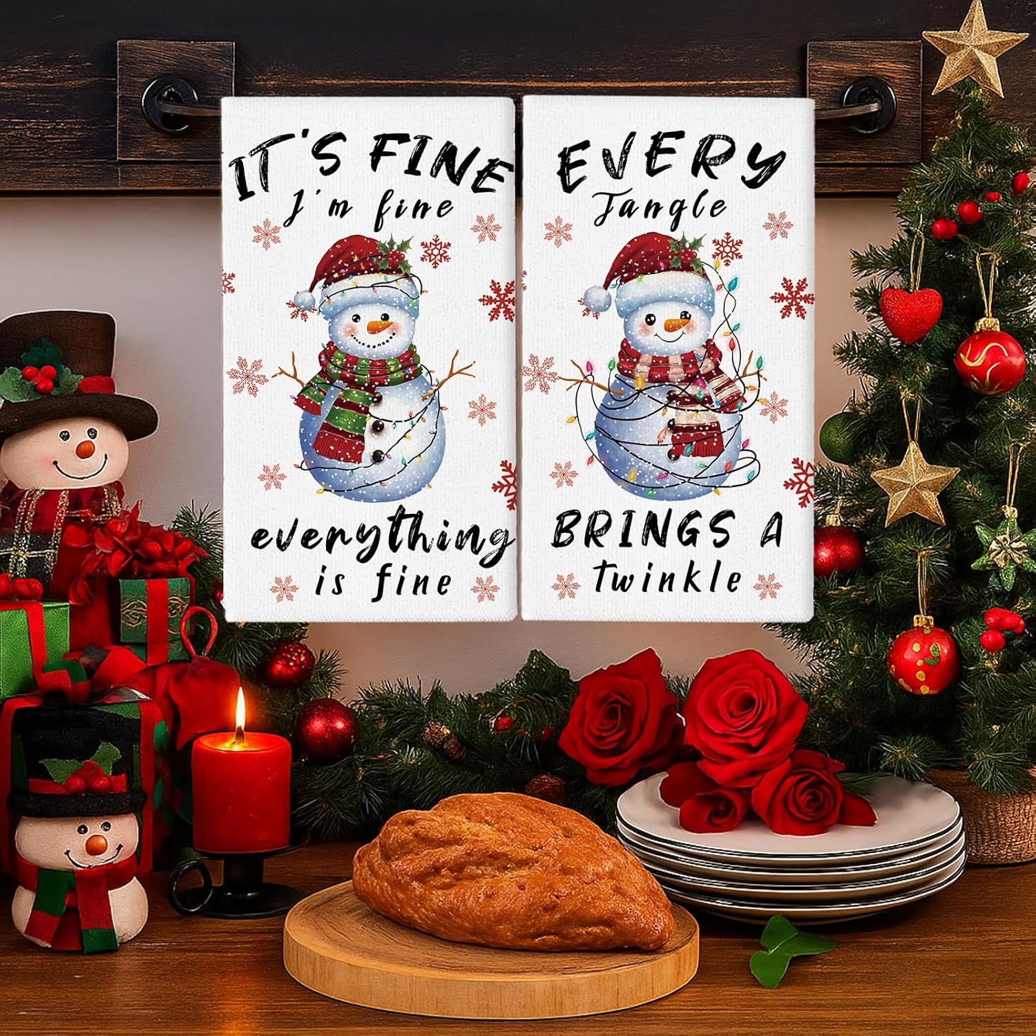 2Pcs, Christmas Snowman Funny  – Home Cooking Quotes recenzja i cena