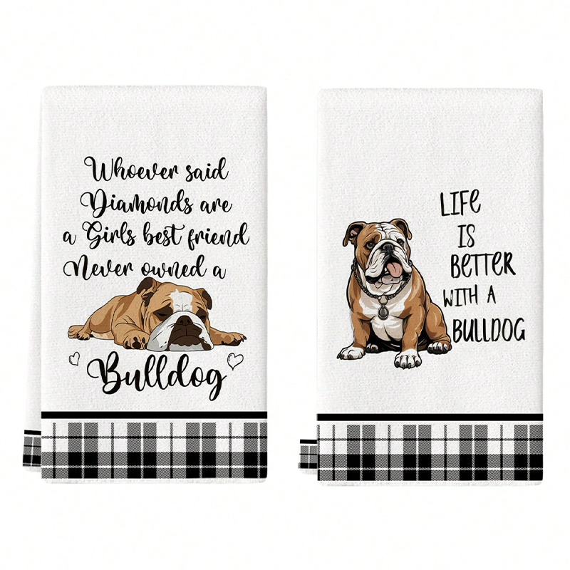2Pcs, Bulldog Cute Quotes Kitc – Home Cooking Quotes recenzja i cena