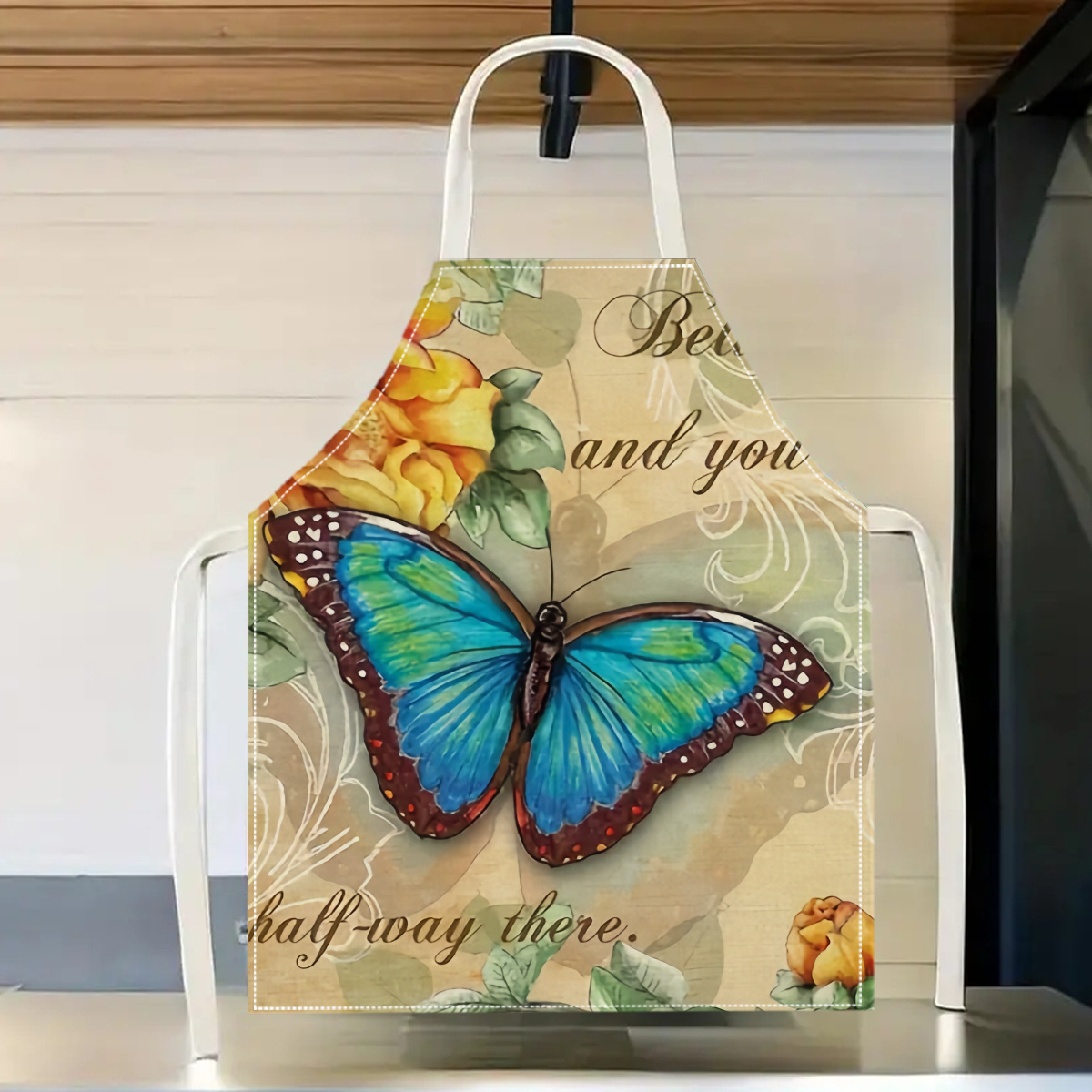 1pc Butterfly Flower Art Apron – Home Cooking Quotes recenzja i cena