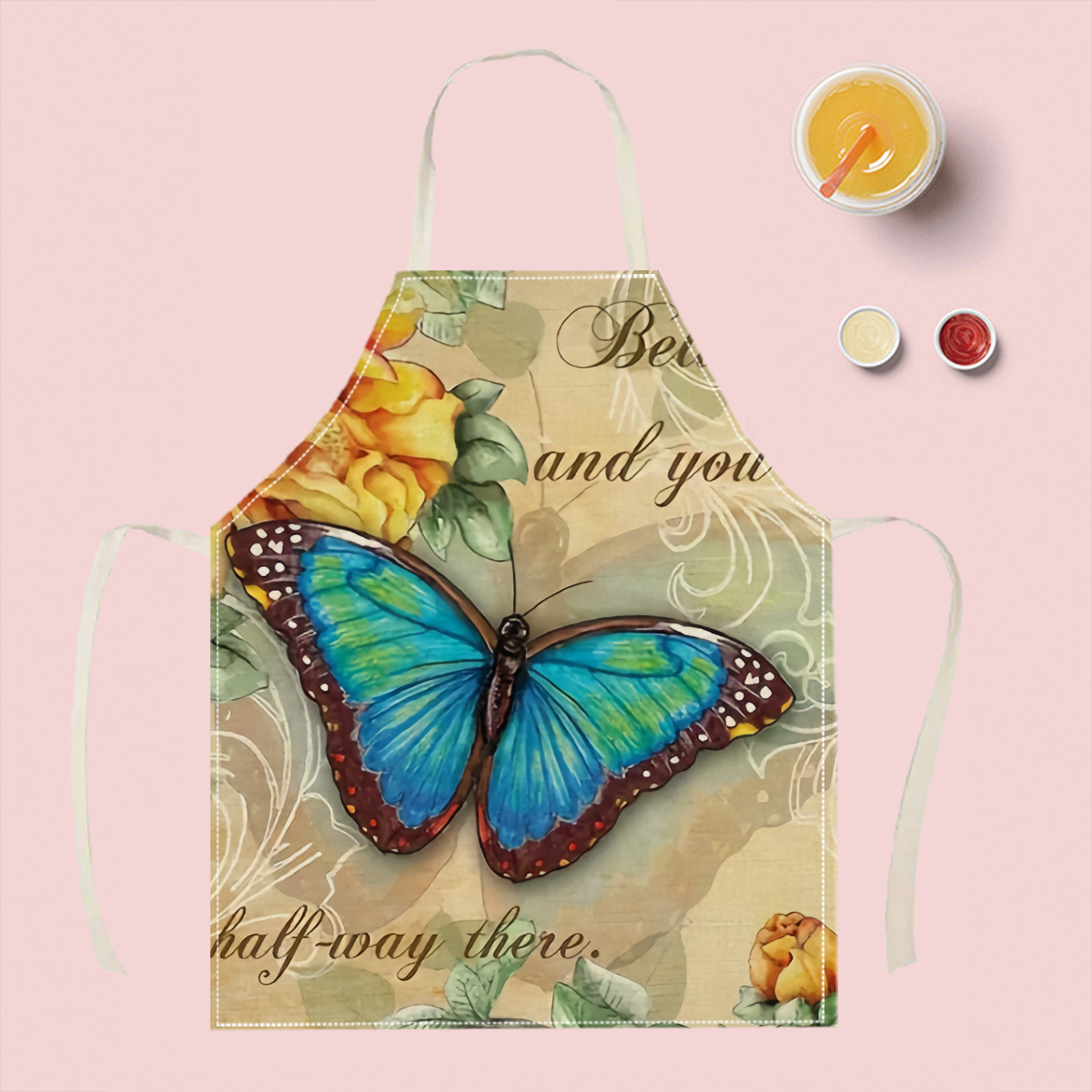 1pc Butterfly Flower Art Apron – Home Cooking Quotes recenzja i cena