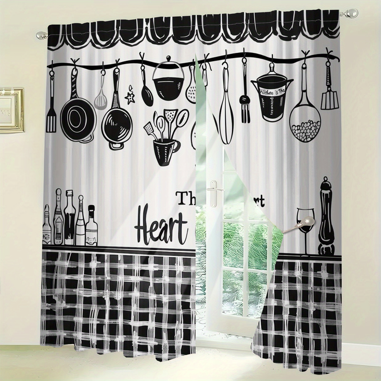 Kitchen Utensils Text Curtains – Home Cooking Quotes recenzja i cena