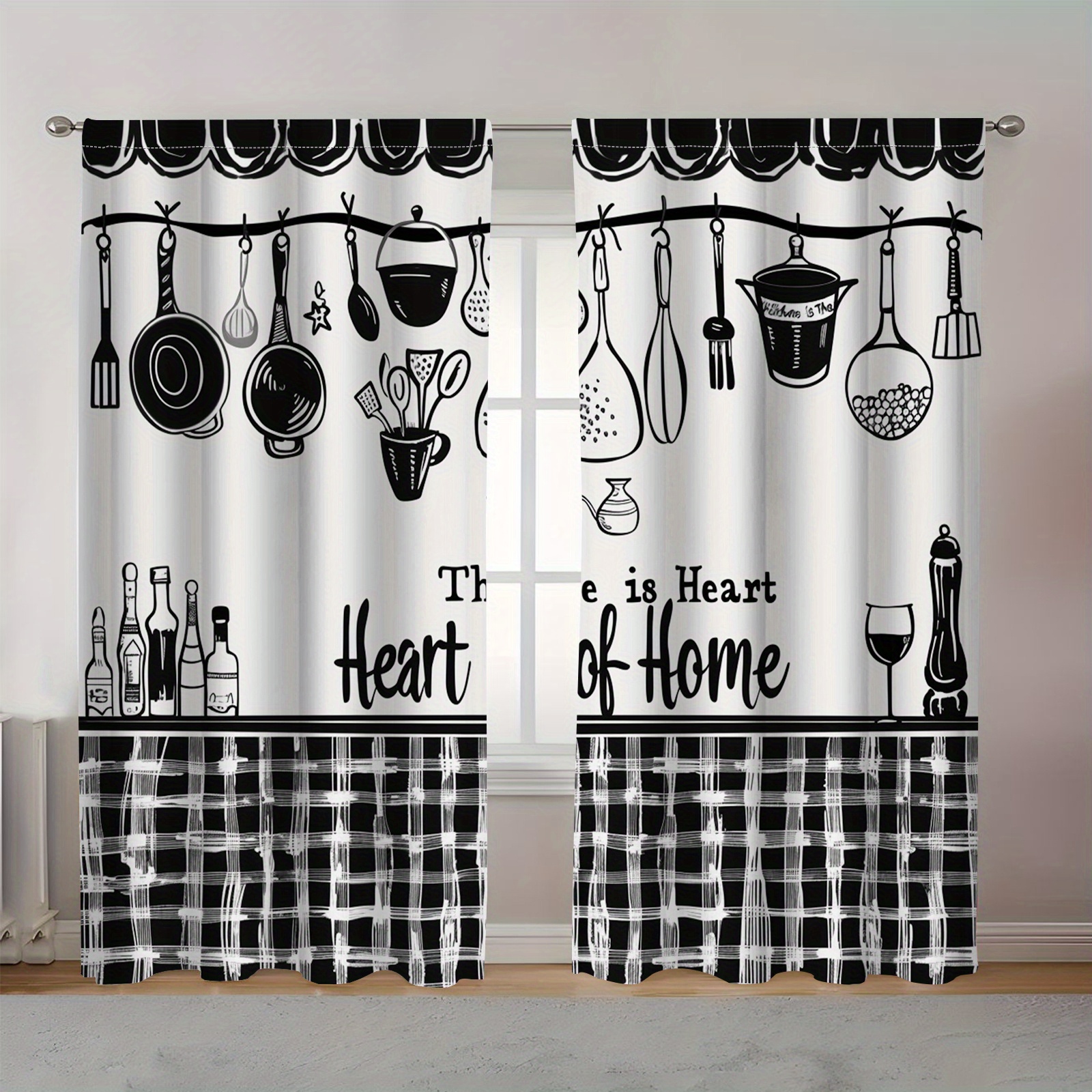 Kitchen Utensils Text Curtains – Home Cooking Quotes recenzja i cena